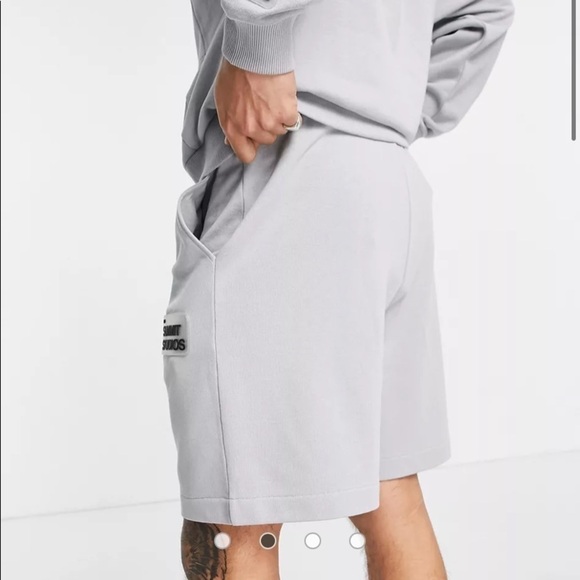 Asos Design Set Oversized Jersey Shorts With Belt Gray Sz S NWT - Picture 2 of 11